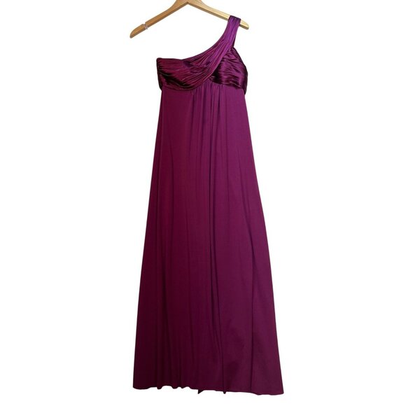 Davids Bridal Womens One-Shoulder Evening Bridesmaid Gown XS Plum Wedding Formal - Picture 1 of 9